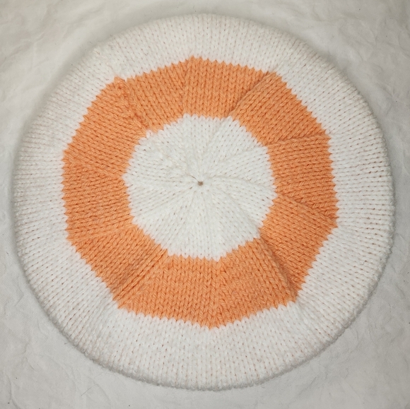 Handknit Striped Beret Hat - Picture 2 of 7